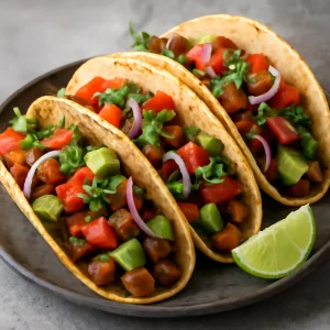 Friss és ízletes seitan taco, avokádóval és korianderrel