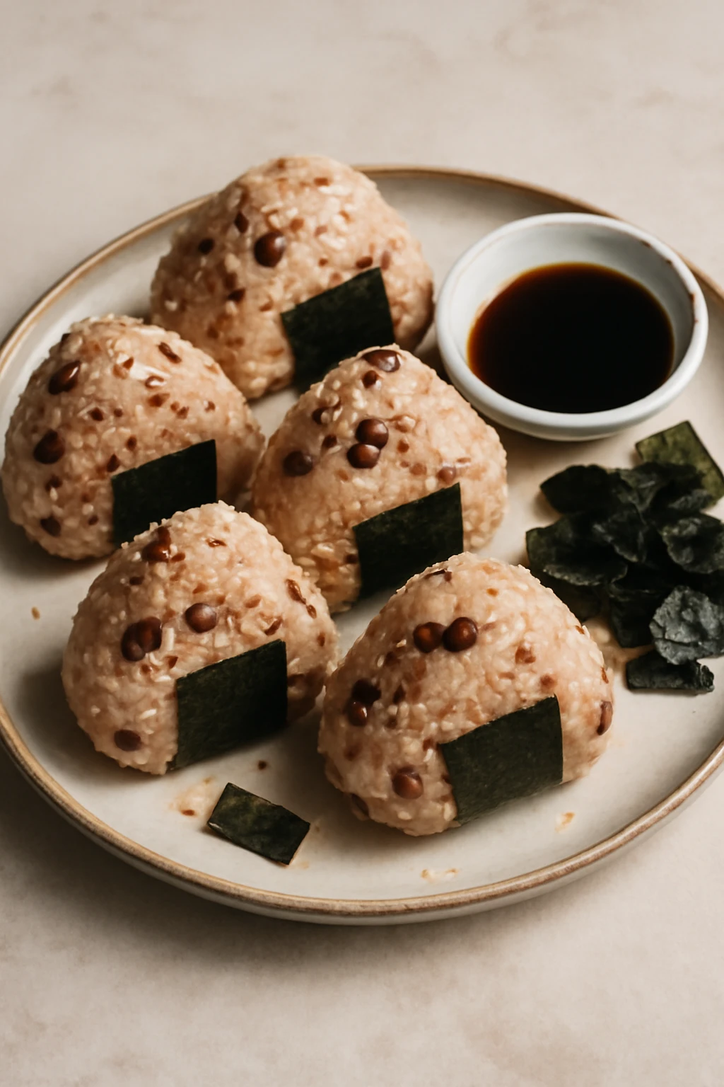 Japán rizs és bab étel onigirire formázva