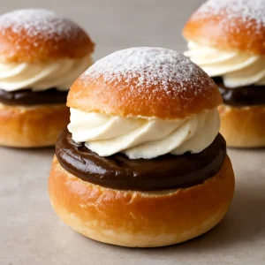 Krémes semla csokoládékrémmel, tökéletes desszert