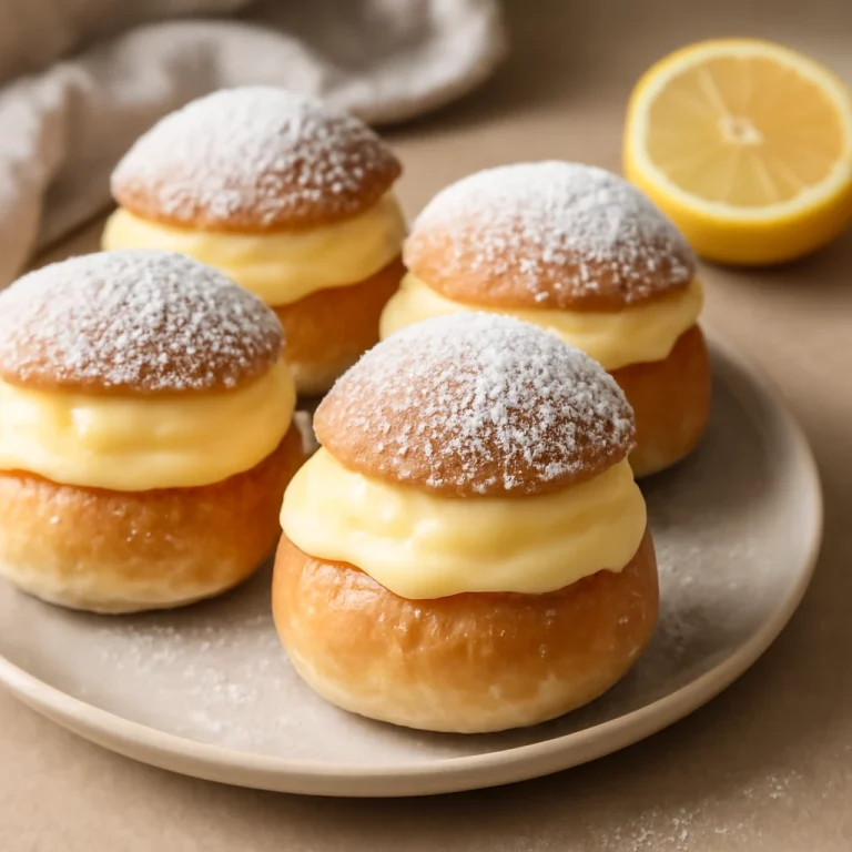 Semlor citromkrémmel, friss zsemle citromos töltelékkel