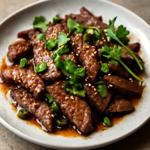 Shogayaki japán fűszeres hússal, friss korianderrel
