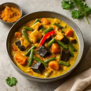 Zöldséges curry padlizsánnal és kókusztejjel