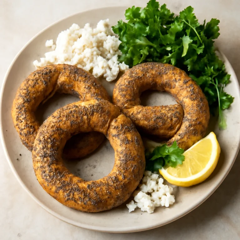 Simit poppamaggal tálalva feta sajttal és friss petrezselyemmel