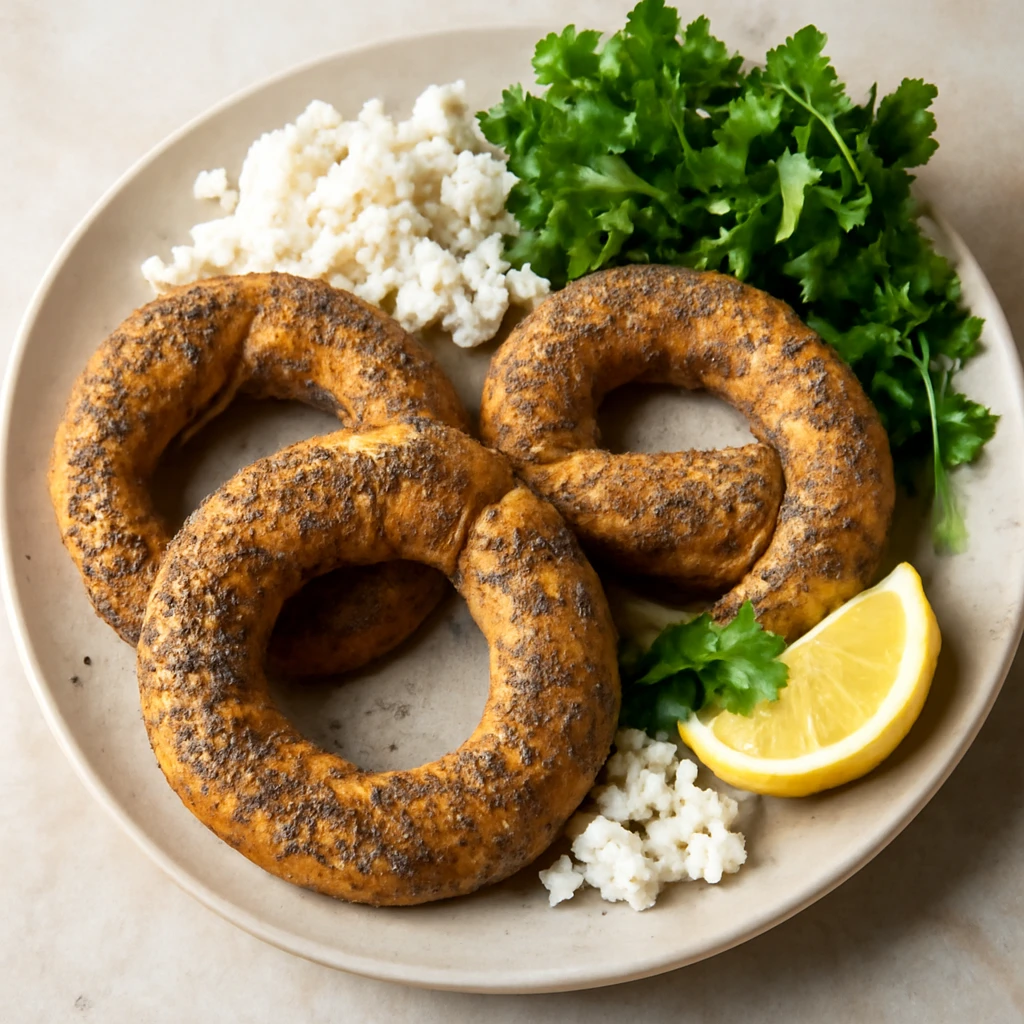 Friss és ropogós simit poppamaggal, feta sajttal és petrezselyemmel