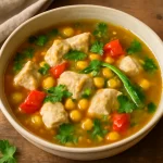 Sinigang csicseriborsós leves, gazdag ízvilággal, csirkehússal és friss zöldségekkel