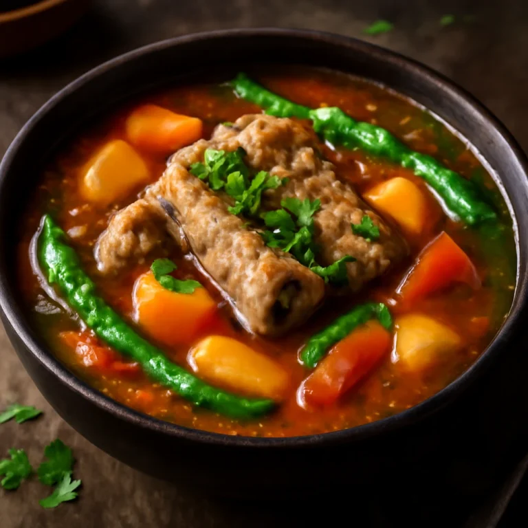 Sinigang masalával, fűszeres leves, friss korianderrel díszítve