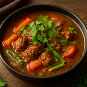 Fűszeres sinigang tandoori fűszerrel és friss korianderrel