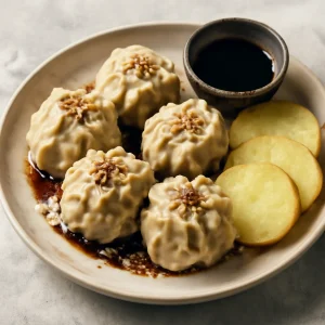 Friss, párolt siomay gombócok burgonyával