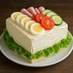 Klasszikus Smörgåstårta tojással, sonkával és zöldséggel díszítve