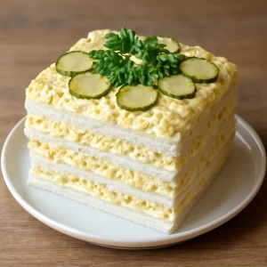 Finom svéd smörgåstårta, friss petrezselyemmel díszítve