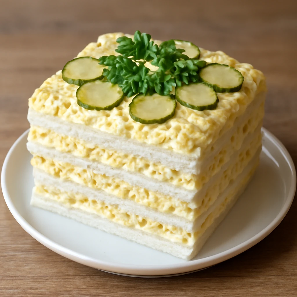 Finom svéd smörgåstårta, friss petrezselyemmel díszítve