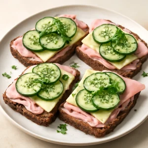 Dán Smørrebrød, gazdag sonkával és sajttal