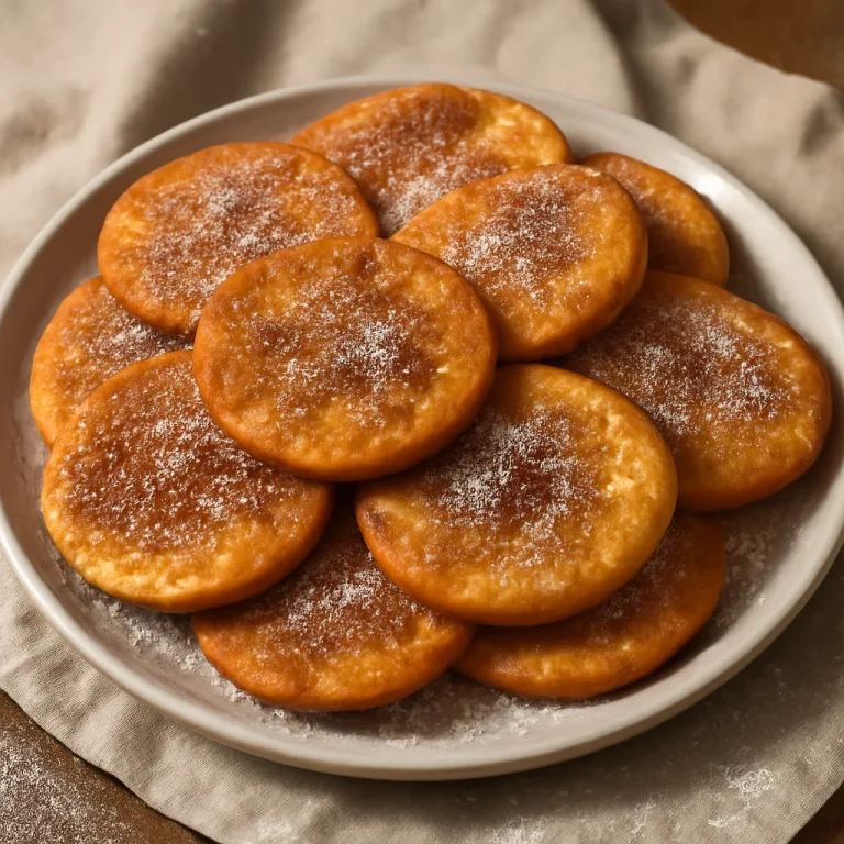 Ropogós Sopaipilla Chilena fahéjjal és porcukorral tálalva