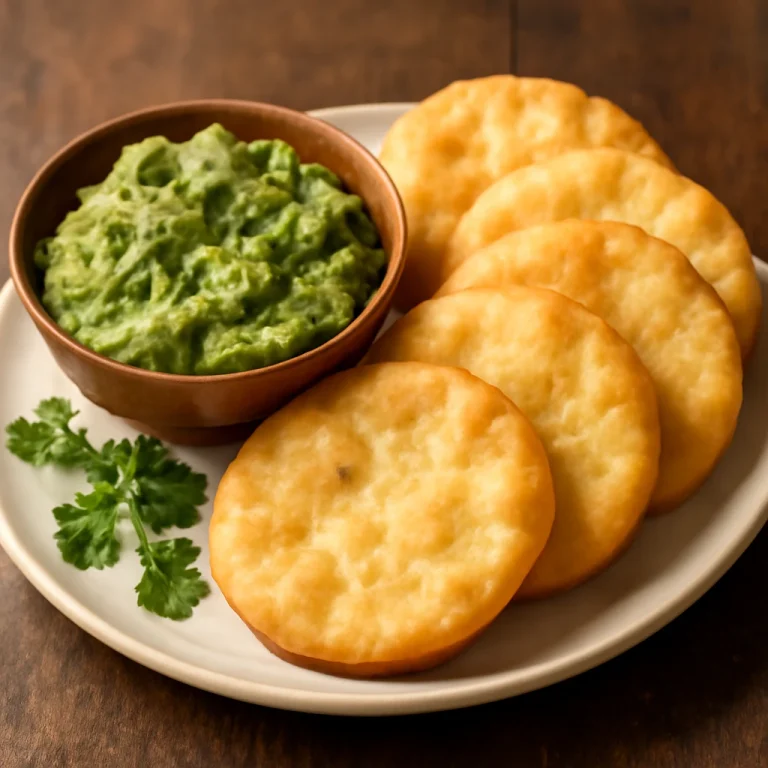 Sopaipilla chilena avokádóval és friss korianderrel