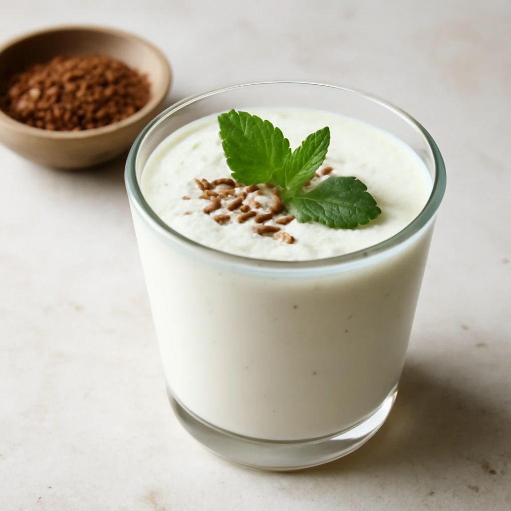 FrissÃ­tÅ sÃ³s lassi, kÃ¶mÃ©nnyel Ã©s mentÃ¡val