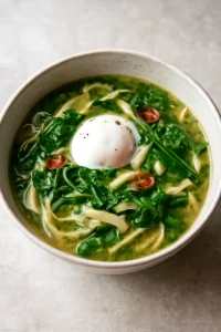 Friss, fűszeres Ssuk kalguksu tálalva