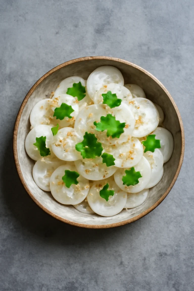 Sunomono daikon, japán saláta friss korianderrel és szezámmaggal