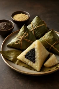 Friss kínai Szezámmagos Zongzi ragadós rizsből és szezámmag pasztából