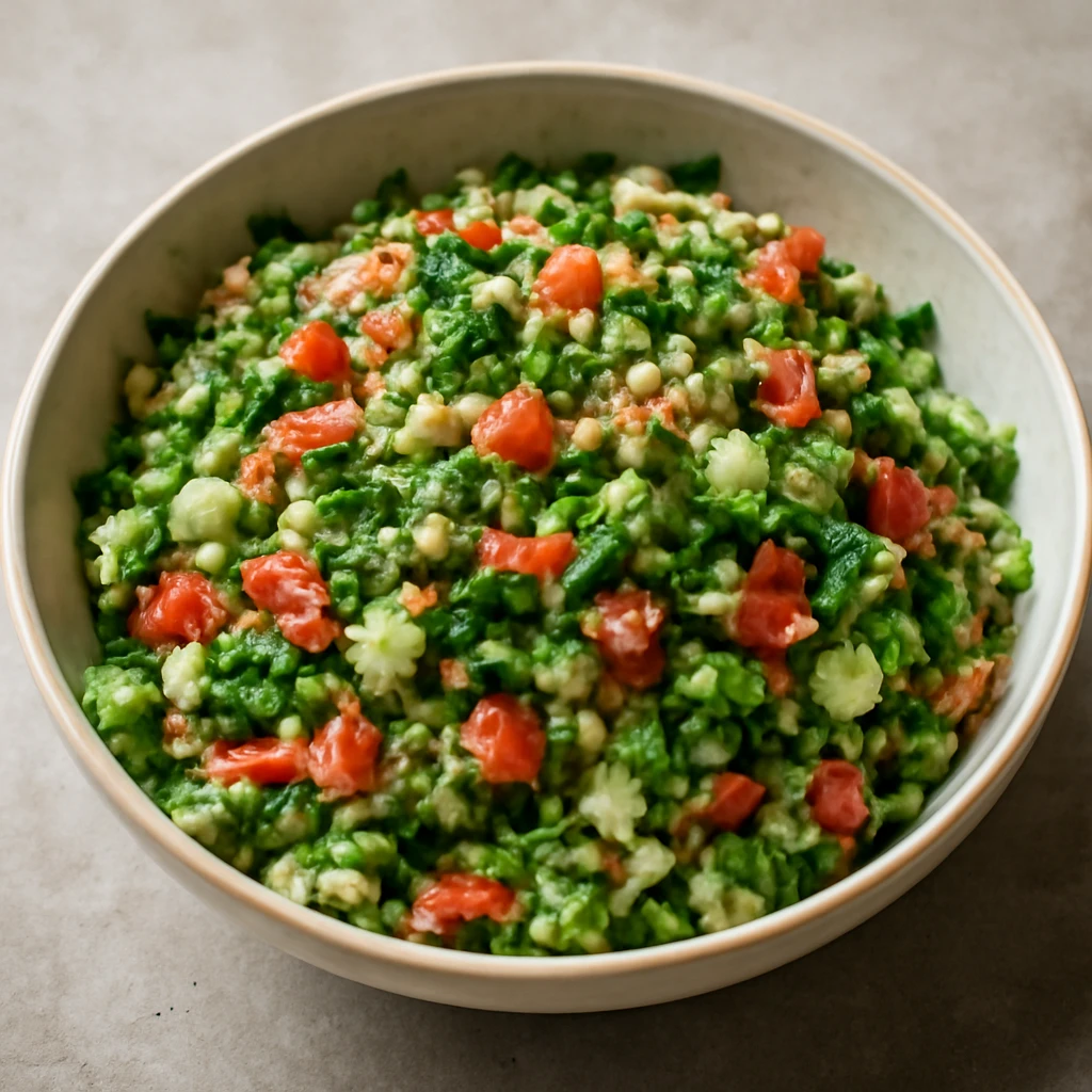 Friss közel-keleti tabbouleh bulgurral és zöldségekkel