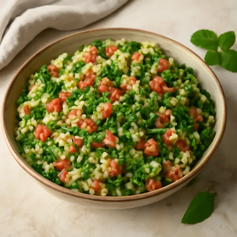 Tabbouleh saláta menta és petrezselyem keverékével