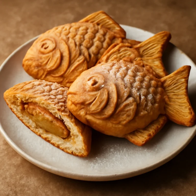 Taiyaki cookie butter töltelékkel, japán desszert aranybarna tésztával