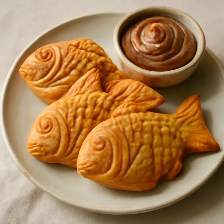 Taiyaki gesztenyepürével, gluténmentes tésztával tálalva
