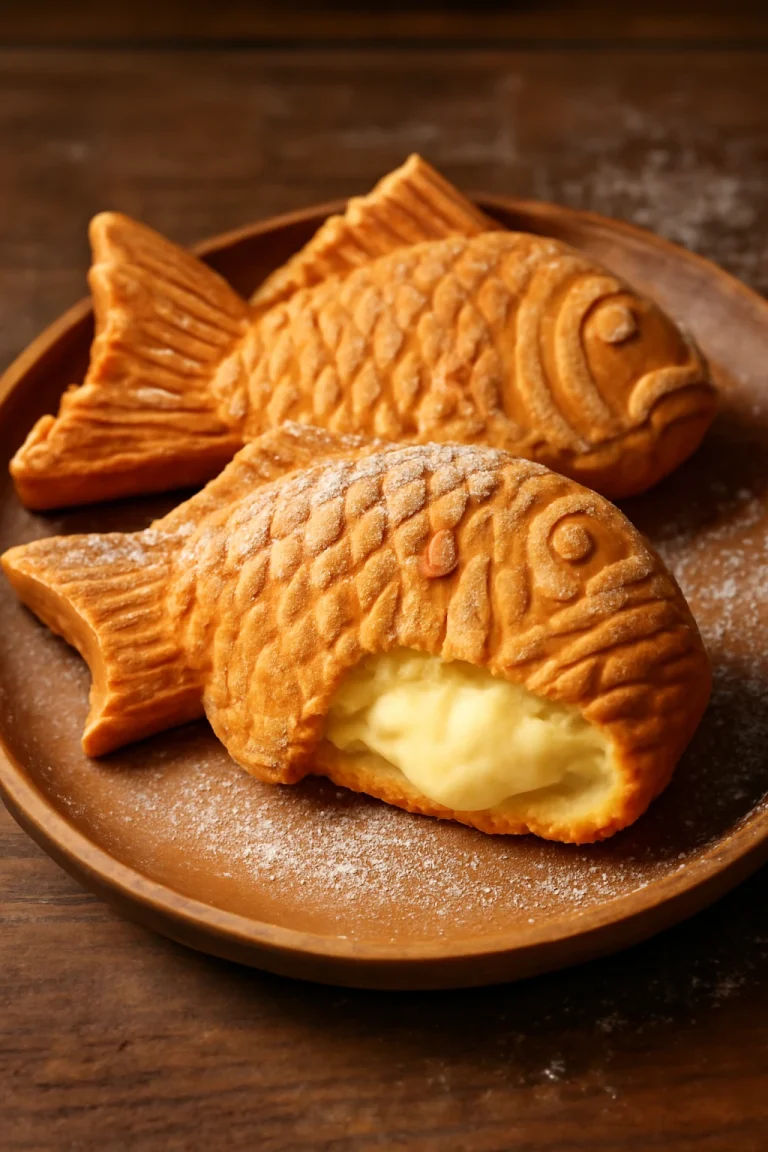Taiyaki vanília krémmel, friss és ropogós tésztával