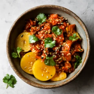Takuan és kimchi friss, fűszeres étel