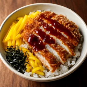 Ínycsiklandó japán étel ropogós csirkével és friss savanyú zöldségekkel