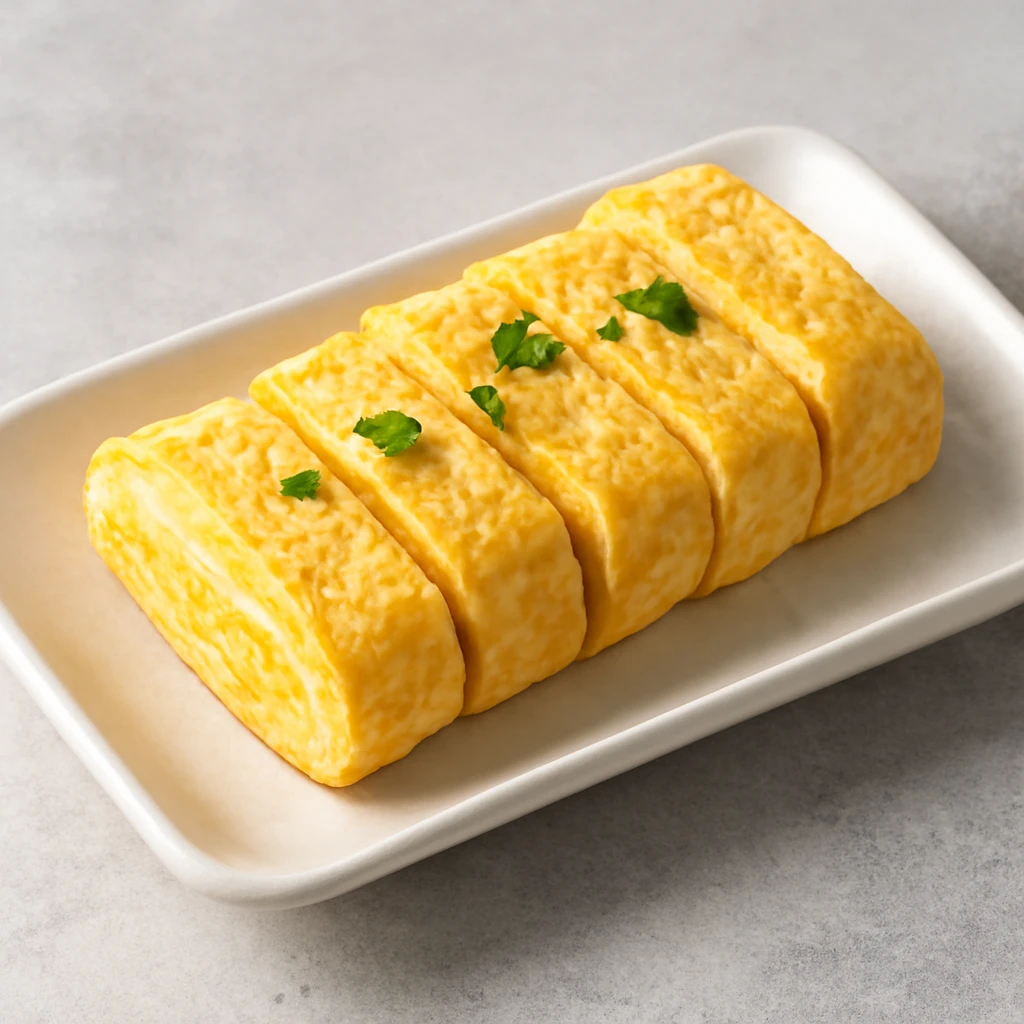 Friss japÃ¡n Tamagoyaki Omlett, dashi alaplÃ©vel Ã©s szÃ³jaszÃ³sszal