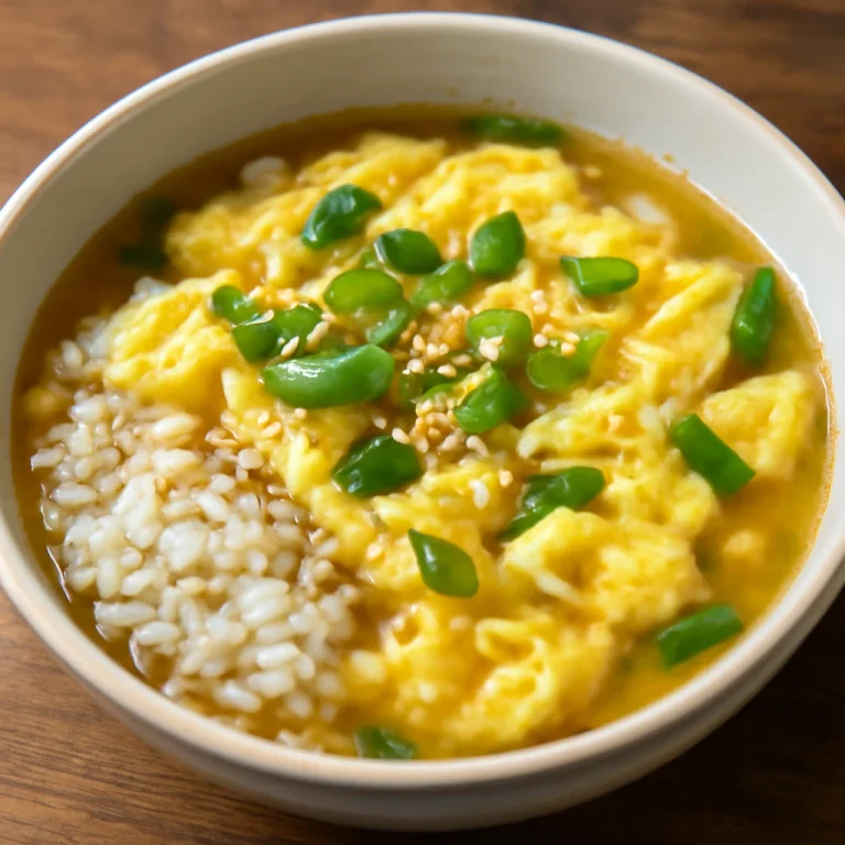 Tamagoyaki leves, tojásdarabokkal, friss zöldhagymával és szezámmaggal tálalva