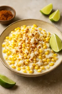 Friss mexikói kukorica vaníliás tejföllel, feta sajttal és lime-mal