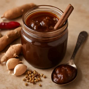Tamarind chutney készítve, édes és fűszeres, tökéletes kiegészítő indiai ételekhez