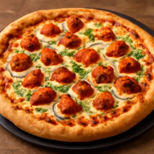 Friss tandoori csirke pizza sajttal és korianderrel