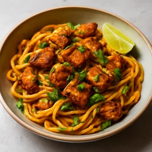 Fűszeres tészta, tandoori csirke és friss koriander