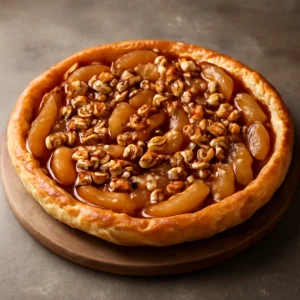 Karamellizált alma és dióval készült Tarte Tatin