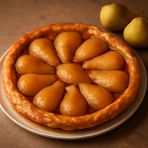 Karamellás körtés pite, aranybarna tésztával