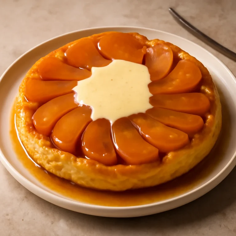 Tarte Tatin vaníliával, karamellás piskóta alma szeletekkel