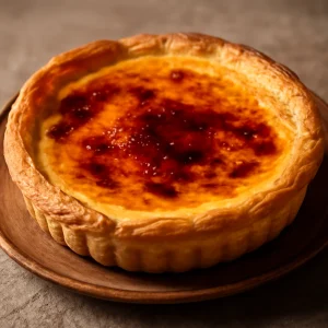 Portugál Tarte de Nata karamellizált cukorral és vaníliás krémmel
