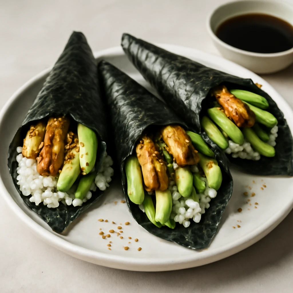 JapÃ¡n temaki tofuval Ã©s friss zÃ¶ldsÃ©gekkel