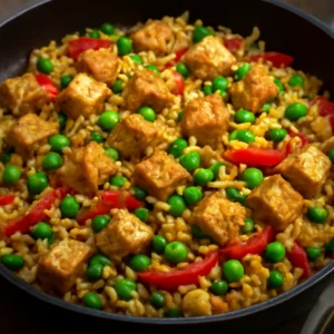 Gazdag tempeh sült rizs, egészséges és ínycsiklandó