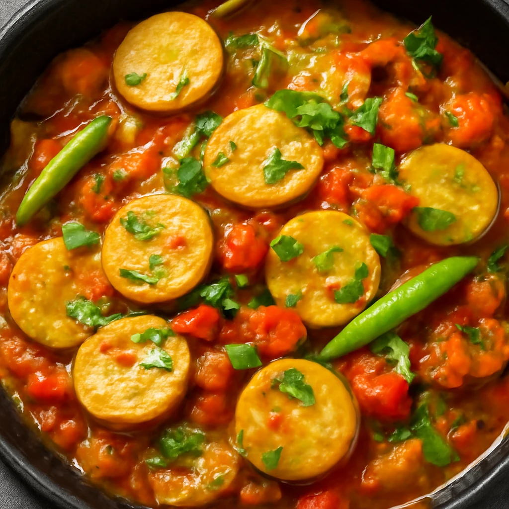 Friss tinda zöldchilivel és fűszerekkel