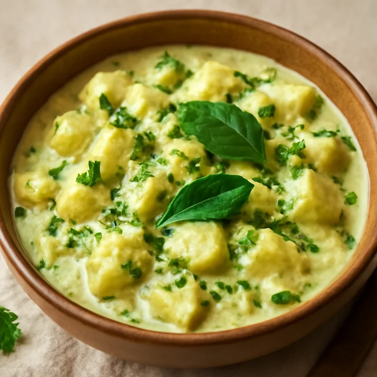 Tinda dahi, joghurttal és korianderrel, friss lime levéllel díszítve