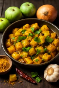 Frissen készült tinda sabzi, gazdag kurkumában és curry levelekben