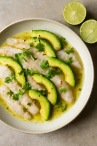 Perui tiradito avokádóval és lime levével