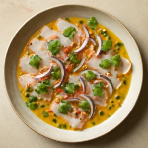Friss tiradito passion fruit szósszal és lime-mal