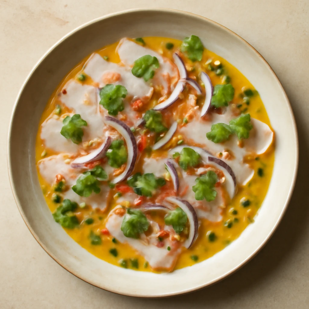 Friss tiradito passion fruit szósszal és lime-mal