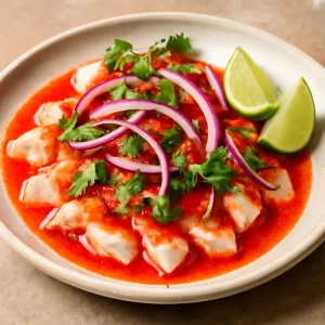 Friss tiradito rocoto szósszal, korianderrel és lime levével