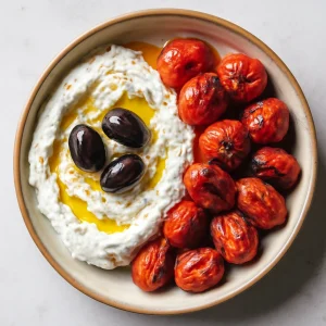 Görög feta és sült paradicsom étel