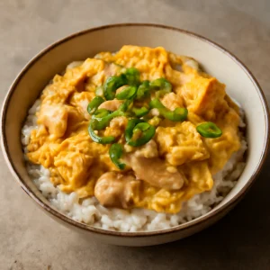 Japán Oyakodon étel tofuval és csirkével